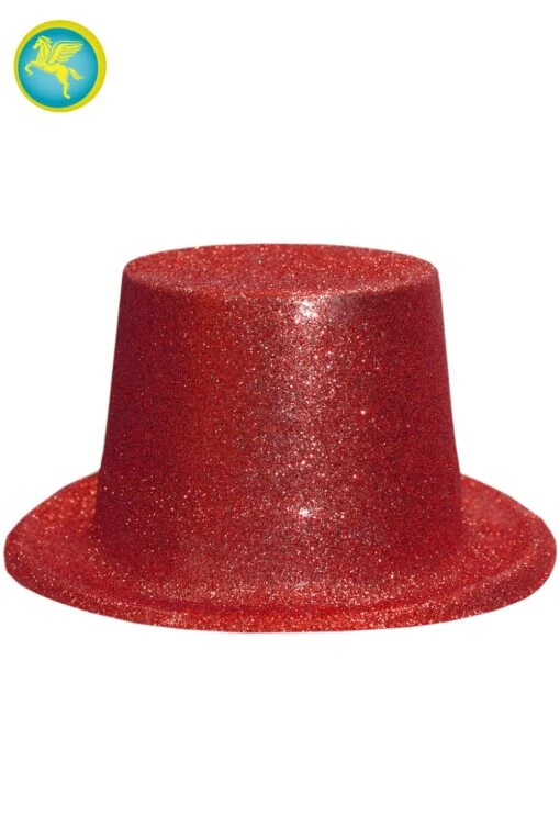Cappello Cilindro Glitter Rosso