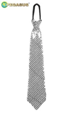 Cravatta Paillettes Argento Adulto