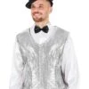 Gillet Paillettes Argento -Party Costume Store 6GIL 0004 G 1201