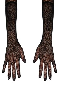 Guanti Di Halloween Fantasia Ragnatela Nero