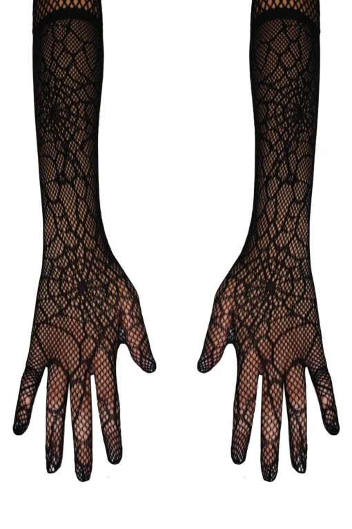 Guanti Di Halloween Fantasia Ragnatela Nero