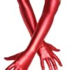 Guanti Spandex Laccato Laminato Rosso Donna -Party Costume Store 6GUA 0014 A