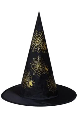 Cappello Halloween Strega Fantasia Ragnatela Oro