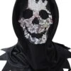 Cappuccio Horror Di Halloween Con Maschera Paillettes Argento -Party Costume Store 6H CAP0121 A 01