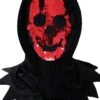 Cappuccio Horror Di Halloween Con Maschera Paillettes Rosso -Party Costume Store 6H CAP0121 B 01 2