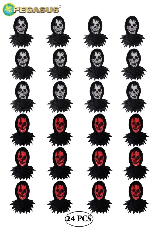 Cappucci Horror Di Halloween Con Maschera Paillettes 24 Pz. Assortiti - Image 4
