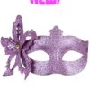 Maschera Glitter Con Fiore Rosa -Party Costume Store 6MAS 0060 C