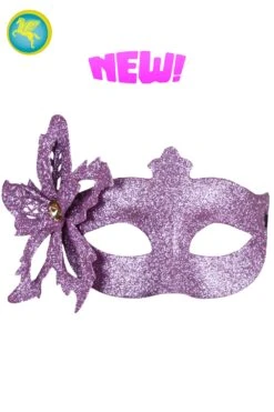 Maschera Glitter Con Fiore Rosa