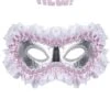 Maschera Artigianale Con Merletto Rosa -Party Costume Store 6MAS 0137 B201