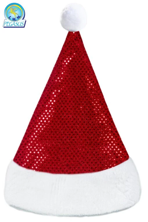 Cappello Babbo Natale Lusso Paillettes Rosso - Image 2