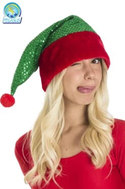 Cappello Natale Lusso Paillettes Verde