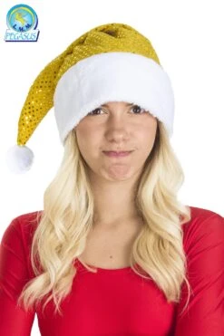 Cappello Natale Lusso Paillettes Oro