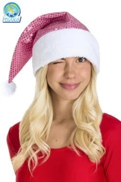 Cappello Natale Lusso Paillettes Rosa