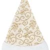 Cappello Babbo Natale Velluto Stampato Panna -Party Costume Store 6N CAP0022 C201