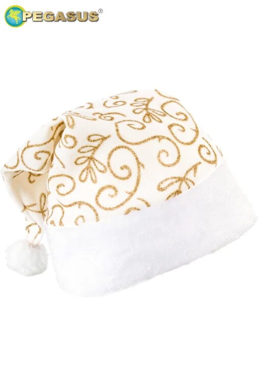 Cappello Babbo Natale Velluto Stampato Panna - Image 2