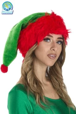 Cappello Babbo Natale Con Pelliccia A Pelo Lungo Verde