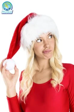 Cappello Babbo Natale Con Pelliccia A Pelo Lungo Rosso