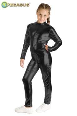 Tuta Elasticizzata Metallizzata Nera Bambina